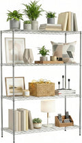 BestOffice 4-Tier Wire Shelving Unit, 800 LBS Heavy Duty Metal Storage Shelves, Adjustable Wire Shelf for Garage, Kitchen, Pantry, Utility Shelving Rack with Leveling Feet, Chrome