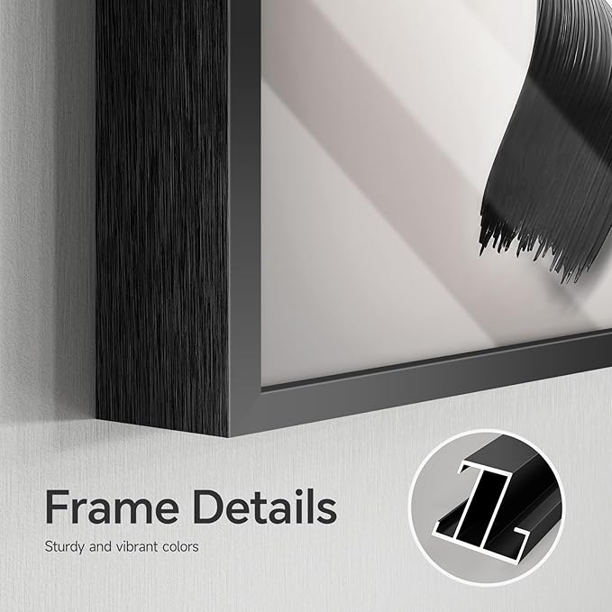 Large Framed Modern Abstract Wall Art 3 Piece Set, Black and White Decorative Artwork, Minimalist Trendy Line Geometric Bright Style Pictures Prints for Living Room Hallway and Office 20x30 Inch