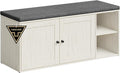 SONGMICS HOME Shoe Storage Bench, Superfast Toolless Assembly, Shoe Rack Cabinet with Door & Adjustable Shelf for Entryway/Living Room, 14 x 40.2 x 17.3 Inches, Rustic White and Slate Gray
