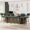 MALOL 26“ Swivel Bar Stools Set of 6, Mid Century PU Leather Counter Height Bar Chairs with Low Back and Metal Legs, Modern Bar Stool Chair for Kitchen Island, Green