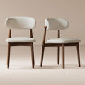 Modern Solid Wood Dining Chairs Set of 2 with Curved Back, Ergonomic Upholstered Seat, Natural Wood Legs with Adjustable Anti-Slip Foot Pad, for Kitchens, Living Rooms, Offices (S-Walnut, Set of 2)