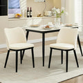 GarveeHome Wooden Dining Chairs Set of 2, Upholstered Kitchen Dining Room Chairs with Padded Seat and Wood Legs, Modern Fabric Side Dinner Chair for Kitchen, Dining Room, Restaurant, Cafe