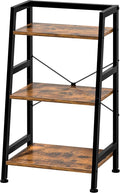 3-Tier Bookshelf, Ladder Shelf, Industrial Bookcase with Steel Frame, Metal Small Bookcase, stand up shelves for Living Room, Home Office, Kitchen, Bedroom, Industrial Style（Rustic Brown & Black）