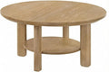 Furnifact Light Oak Round Wood Coffee Table Transitional Design, Durable Leveler, Plastic Glide, 200 lbs Capacity, Stylish 36-Inch Surface