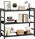 NUMENN Wide Bookshelf, 3 Tier Bookshelves, Home Office Bookcase Shelf Storage Organizer, Free Standing Storage Shelving Unit for Bedroom, Living Room and Home Office, Black