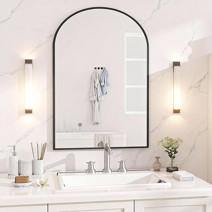NEWBULIG Bathroom Mirror, Wall Mirror with Aluminum Alloy Thin Frame, Bathroom Mirrors for Over Sink, Bedroom, Living Room, Entryway