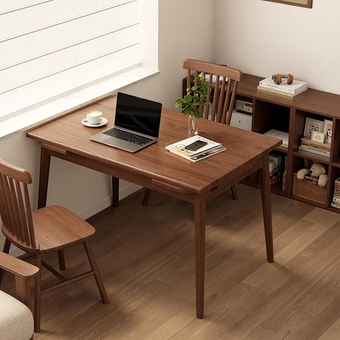 Solid Wood Extendable Dining Table for 4-8, 47.2” to 70.8” Expandable Table, Easy Assembly Extendable Dining Room Table, 3-in-1 Design, Ideal for Dining Room, Kitchen, Living Room (Walnut)