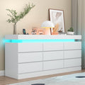 Gyfimoie 9 Drawer Dresser with Power Outlet, Dresser with LED Light, Modern Chest of Drawers for Closet, Double Wide Drawer Organizer Cabinet for Bedroom, Living Room (White, 9 Drawers)