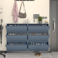 LUCYPAL Shoe Storage Cabinet with 3 Flip Drawers,Freestanding Organizer Metal Wall Shoe Cabinet for Entryway, Narrow Shoe Rack Cabinet for Living Room,Blue