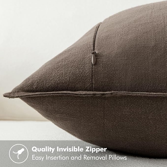 MIULEE Decorative Linen Pillow Covers 20x20 Inch CoffeeBoho Farmhouse Neutral Winter Couch Throw Pillows for Bed Pack of 2 Accent Modern Pillowcase Sofa Livingroom Home Decor
