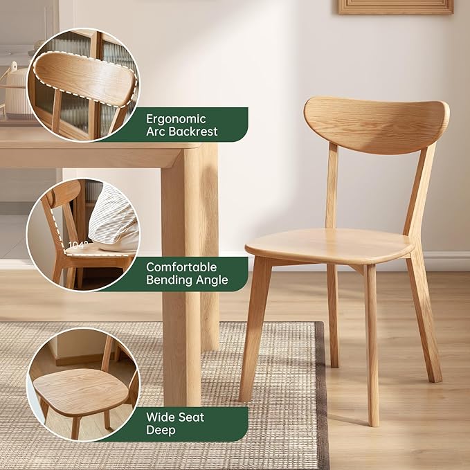 47’’-63’’ 100% Oak Extendable Dining Table and Chairs Set for 2, Solid Wood Folding Kitchen Table, Mid Century Modern Dinner Table for Kitchen, Apartment, Living Room (47''-63''+2 Chairs)