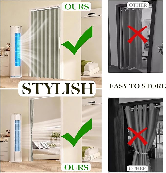 JILRON 100% Blackout Fabric Folding Door Curtain with Magnetic Closure - Accordion Style for Sliding Doors, Closets,Wardrobe and Temporary Door Solutions Doorway Curtains（W42 x L78, Off White 1 Panel）