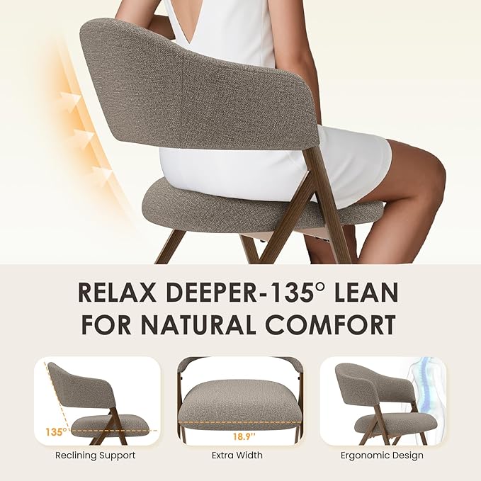 COLAMY Dining Chairs Set of 6, Mid Century Modern Dining Room Kitchen Dinner Chairs with Iron Legs, Open Back and Padded Seat, for Living Room/Bedroom/Restaurant/Cafe, Taupe