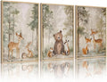 Tocliky Woodland Nursery Wall Art Decor Animal Forest Canvas Prints Baby Boy Room Wall Decor Bear Nursery Nature Pictures Deer Prints Artwork for Boy Girl Kids Bedroom 12x16 Inch Unframed Set of 3