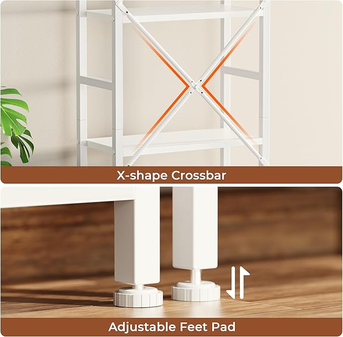 SUPERJARE Triple Bookshelf, Bookcase with 11 Open Display Shelves, Wide Book Shelf Book Case for Home & Office, 4 Tier, White