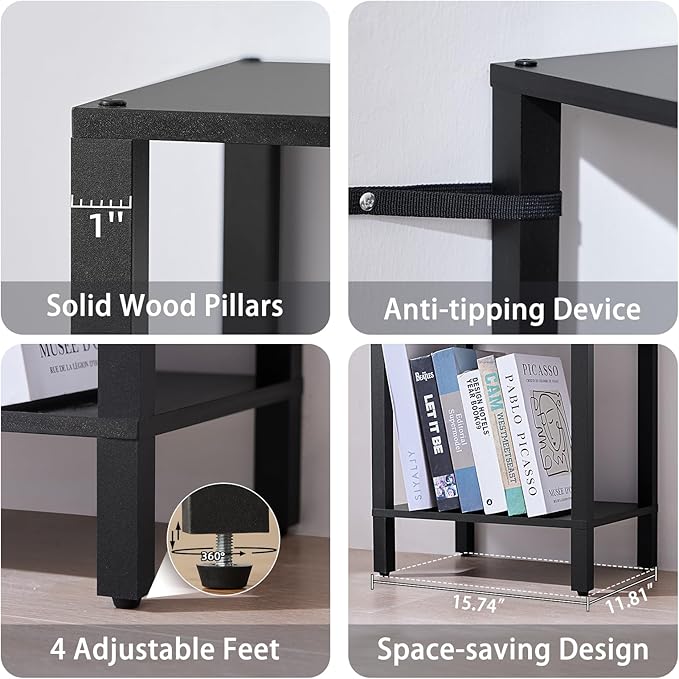 YUFAM 66in Tall Bookshelf 6-Tier Small Narrow Bookcase, Skinny Book Shelf for Small Space, Farmhouse Slim Shelf with Storage, Wood Freestanding Display Thin Bookshelves for Living Room, Office, Black
