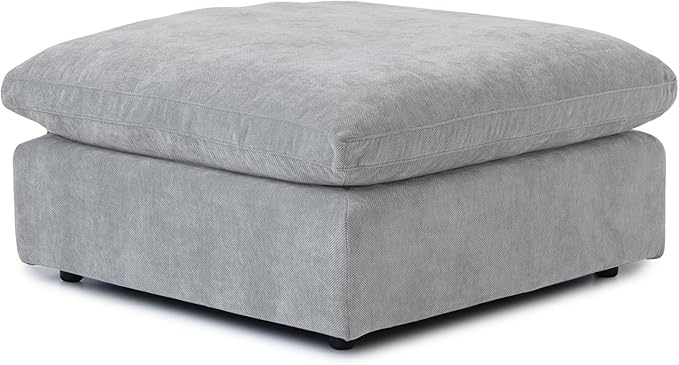 Cloud Modular Sectional Sofa Couch, Linen Blend Fabric Ottoman Module for Living Room, Cushion Covers Washable&Removable, Grey