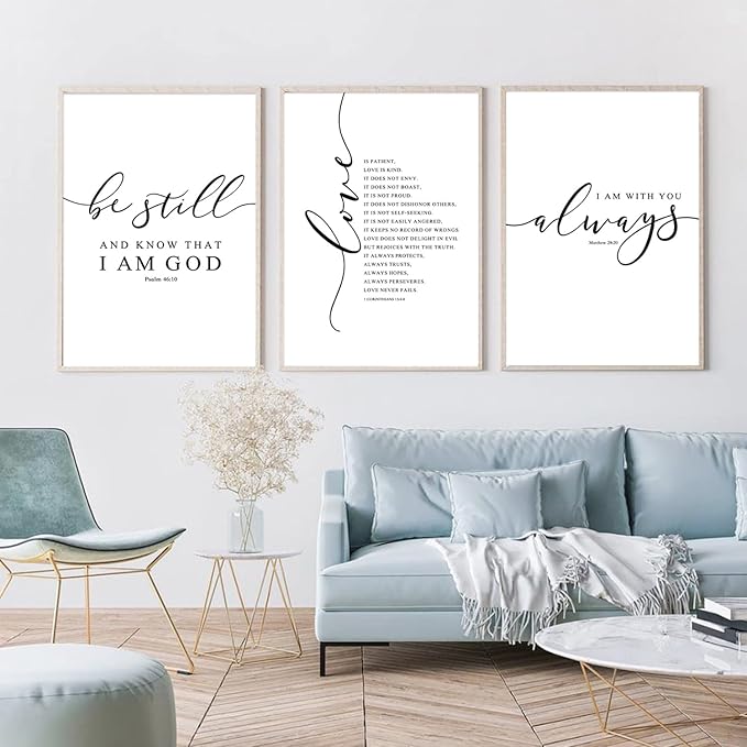 Bible Verse Wall Art Decor Scripture Canvas Wall Art Christian Pictures Inspirational Artwork Scripture Bible Verse Posters Christian Paintings for Living Room Bedroom 12x16 Inch Unframed Set of 3