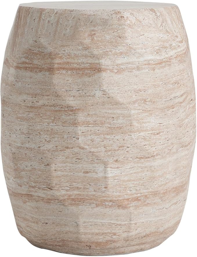 KEVINSPACE Small Side Coffee Table Outdoor MGO Round End Living Room Accent Sofa Bedside Couch Table Bedroom Apartment Indoor 15.25" W x18.25 H Beige Concrete