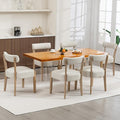 ZJhome Modern Dining Chairs Set of 6 – Mid-Century Modern Faux Leather Upholstered Kitchen & Dining Room Chairs with Curved Back, Oversized Rounded Seat, Sturdy Wood Frame, Beige