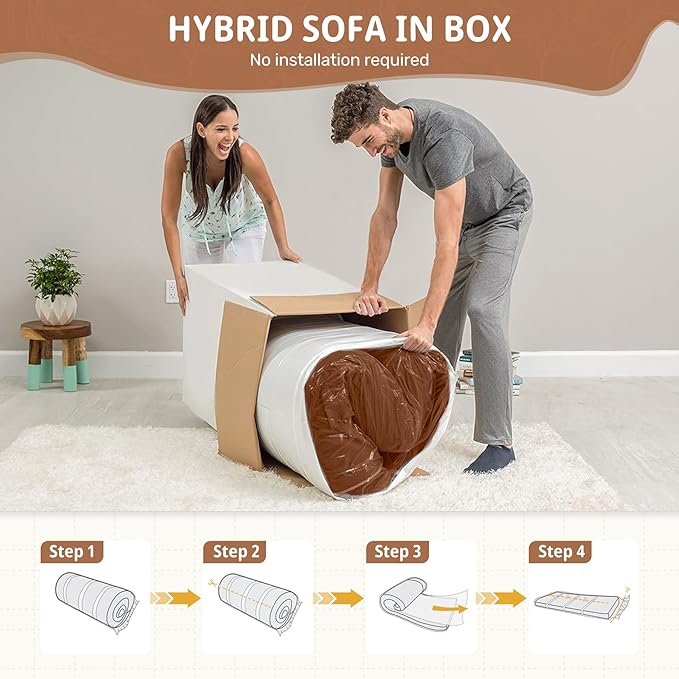 75'' Cloud Loveseat Sofa, No Assembly Required Comfy Deep Seat Couches 1 pcs for Living Room, Bedroom, Apartment(Teddy Fabric-Brown)