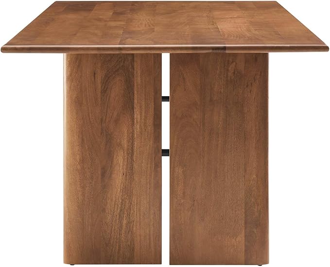 Modway Amistad 86" Solid Wood Modern Farmhouse Rectangular Dining Table in Walnut