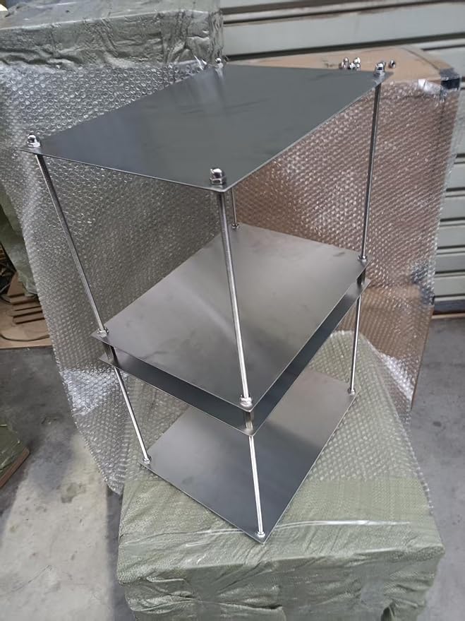 Modular Stainless Steel Shelving Unit, Silver Metal Storage Rack, Modern Living Room Side Table,Coffe Table(H24.4'')