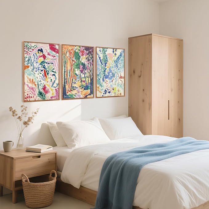 Abstract Matisse Framed Canvas Wall Art Set, Colorful Nature Inspired Wall Decor, Modern Home Art Spiritual Wall Painting, Eclectic Gallery Art Prints for Living Room Bedroom Office 24"x36"x3