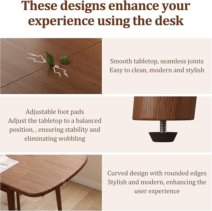 Solid Wood Extendable Dining Table for 4-8, 47.2” to 70.8” Expandable Table, Easy Assembly Extendable Dining Room Table, 3-in-1 Design, Ideal for Dining Room, Kitchen, Living Room (Walnut)