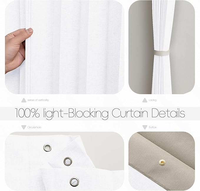 Jilron Accordian Door Curtain, 100% Blackout Folding Magnetic Doorway Curtains,Linen Style Closet Doors,for Room Divider,Privacy Protection（W52 x L78,White,1 Panel）