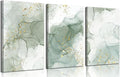 Sage Green Canvas Wall Art Set of 3 Abstract Green Gold Marble Line Wall Decor Pictures Neutral Modern Minimalist Posters Prints for Living Room Bedroom Home Decoration 16x24in