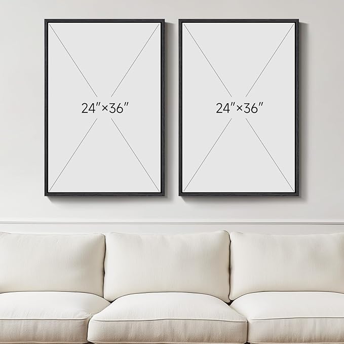 Large 3D Textured Framed Black and White Abstract Wall Art for Living Room, Set of 2 Modern Paintings Artwork for Walls, Minimalist Geometric Pictures for Bedroom Hallway Office Wall Decor 24x36 In