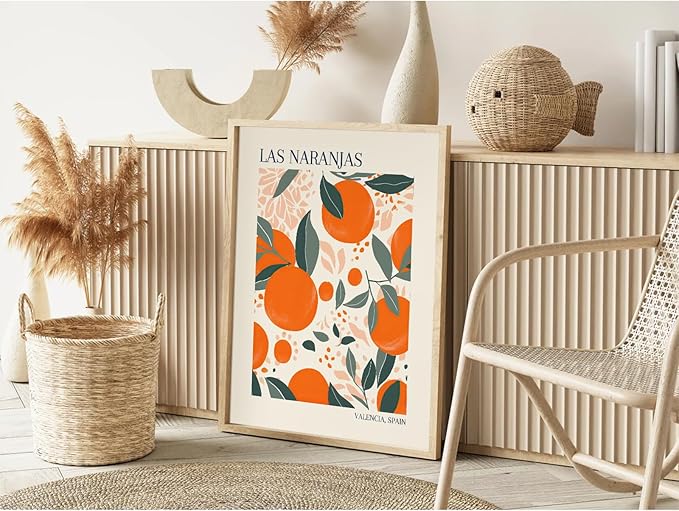 Fruit Market Wall Art Decor Kitchen Lemon Pictures Wall Art Fruit Botanical Prints Poster Orange Green Canvas Kitchen Artwork for Dining Room 16x24 Inch Unframed Set of 3