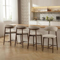 Bar Stools Set of 4, 25.6″ Counter Height Bar Stools with Wood Legs, Upholstered Modern Kitchen Barstools for Kitchen Island Dining Room Bar, Beige
