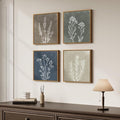 Framed Botanical Boho Wall Art, Set of 4 Piece Vintage Farmhouse Plant Leaf Canvas Artworks for Walls, Rustic Minimalist Picture Prints for Living Room Dining Room Bathroom Wall Decor 12x12 Inch