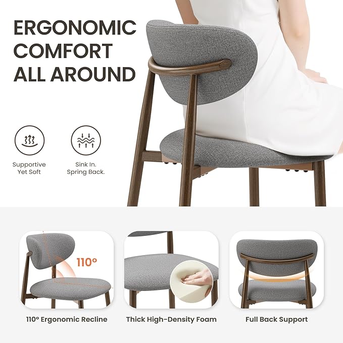 MALOL Bar Stools Set of 4, Counter Height bar stools, Kitchen Bar Stools with Backs, Modern Upholstered, Modern Bar Stools with Metal Legs for Kitchen Island, Counter, Light Grey