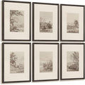 Joocrise Neutral Wall Art Decor Set of 6 Vintage Canvas Wall Art Rustic Farmhouse Wall Art Botanical Prints Country Pictures Neutral Vintage Artwork for Living Room Bedroom 8x10 Inch Wood Framed