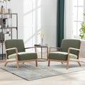 ANJ Mid Century Modern Accent Chairs Set of 2, Comfy Fabric Reading Chair with Solid Wood Frame, Easy Assembly Armchair for Living Room Blackish Green 2