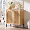 IFGET Modern Buffet Cabinet with Storage, 34" Tall Fluted Arched Sideboard Cabinet w/Adjustable Shelves, Wooden Modular Coffee Bar for Dining Room, Kitchen, Living Room, Entryway, Natural