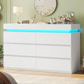 HAUOMS 6 Drawer Dresser with LED Light, White Modern Chest of Drawers for Bedroom,Closet Dressers with Drawers for Living Room, Entryway, Hallway