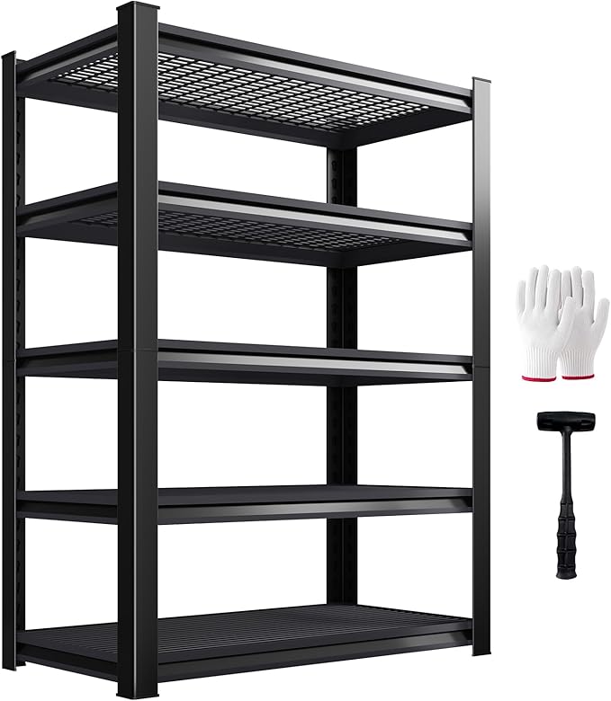 1500lbs Heavy Duty Garage Shelving, 5-Tier Adjustable Storage Shelves, 72" H x 35.4" W x 15.7" D, Utility Wire Shelving for Warehouse, Basement, Garage