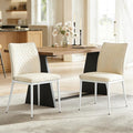 Dining Chairs Set of 2, Velvet Comfortable Seats, Mid-Century Modern Living Room Chairs, Upholstered Kitchen Chairs with Mental Legs and Padded Seat, Easy Assembly, Beige