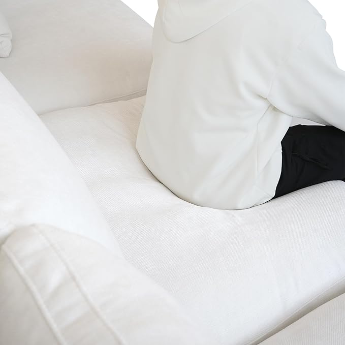 Modular Sectional Sofa Cloud Couch, Oversized 5 Seater Sofa with Ottomans, Extra Large V Shaped Deep Seat Couches for Living Room, Sofa Covers Washable&Removable, White