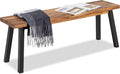 VICTORY RELAX Solid Wood Bench - Minimalist Design, Acacia Wood Construction, Natural top-Black Leg Color, Versatile for Entryway,Living Room,Bedroom & Outdoors,Easy Assembly & Weather-Resistant