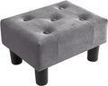 Poofzy Small Foot Stool Ottoman, Velvet Ottoman Foot Rest with Legs, Rectangle Foot Rest for Couch, Footstools and Ottomans Small for Living Room and Entryway (Gray)