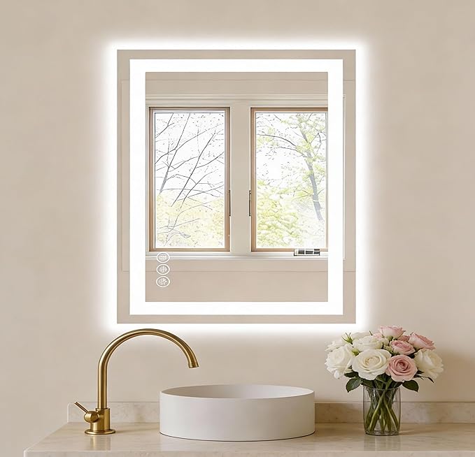 NEWBULIG Bathroom Mirror, Wall Mirror with Aluminum Alloy Thin Frame, Bathroom Mirrors for Over Sink, Bedroom, Living Room, Entryway