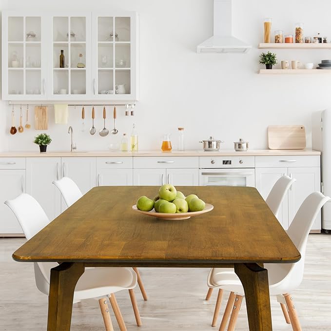 Acacia Verve 48" Solid Wood Dining Table for 4, Rectangular Acacia Wood Kitchen Table, Modern Farmhouse Style, Rustic Natural Finish, Dining Room Furniture, Seats 4 Comfortably, Caramel