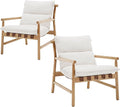 Linen Accent Chair Set of 2 Mid Century Modern Living Room Chairs Comfy Arm Chair with Solid Wood Frame Upholstered Lounge Reading Chair Cozy Recliner for Bedroom/Guest Room, Beige…