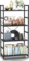 NUMENN 4 Tier Bookshelf, Tall Bookcase Shelf Storage Organizer, Modern Book Shelf for Bedroom, Living Room and Home Office, Black