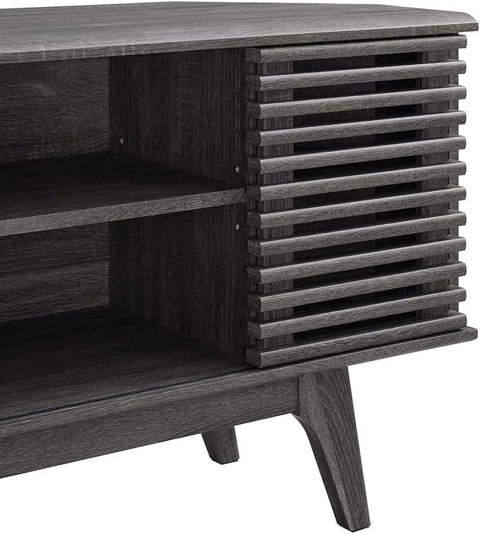 Modway Render Mid-Century Modern Low Profile 46" Corner Media TV Stand in Charcoal
